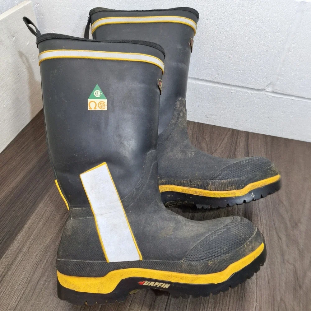 Baffin Industrial Cyclone Men's Black Rubber Safety Toe Work Boots Size 10 US